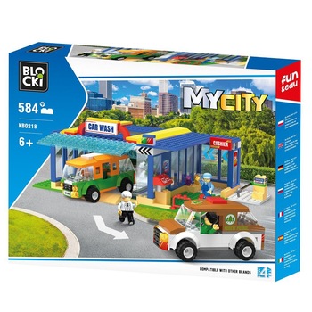 Set de constructie Blocki My City - Spalatorie auto, 584 piese